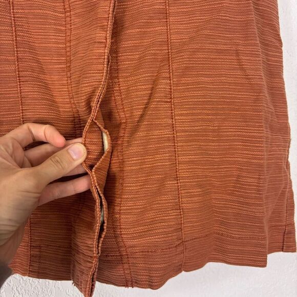 Free People Orange Striped Button Front Mini Skirt Size 4 - Picture 4 of 6